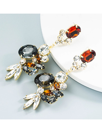 Fashion Brown Metal Diamond Earrings