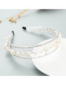 Fashion Silver Rhinestone Multilayer Pearl Headband