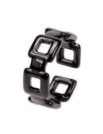 Fashion Black Lacquered Hollow Square Ring