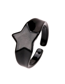 Fashion Black Lacquered Five-pointed Star Opening Ring