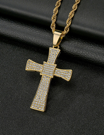 Fashion 1.4*70nk Chain Gold Diamond Cross Zircon Necklace