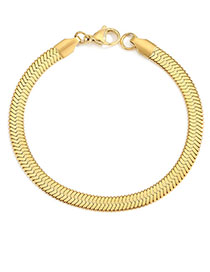 Fashion Golden 5mm-16.5cm Stainless Steel Gold-plated Flat Snake Chain Bracelet