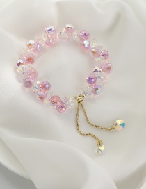 Fashion Pink Crystal Flower Beaded Bracelet