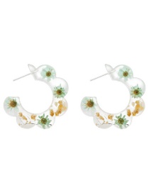 Fashion Blue-green C-shaped Flower Earrings