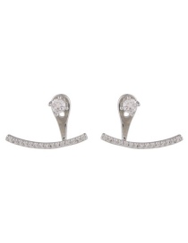 Fashion Silver Half Arc Micro Diamond Earrings