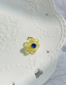 Fashion E Yellow Flowers Woven Crystal Flower Earrings