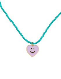 Fashion X505-purple Heart Soft Ceramic Love Rice Bead Necklace