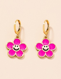 Fashion Flowers Metal Flower Smiley Earrings