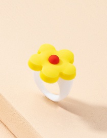 Fashion Yellow Resin Flower Ring