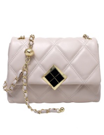 Fashion Creamy-white Lingge Embroidery Thread Chain Shoulder Messenger Bag