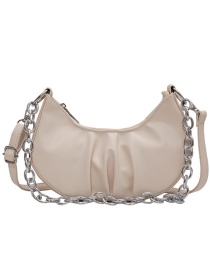 Fashion Beige Folded Crescent Chain Portable Messenger Bag