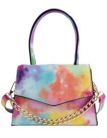 Fashion Small Pink Tie-dye Contrast Color Chain Shoulder Messenger Bag