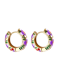 Fashion Purple Gold-plated Copper Flower Earrings