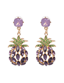 Fashion Purple Diamond-studded Pineapple Earrings