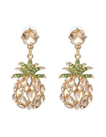 Fashion Champagne Diamond-studded Pineapple Earrings