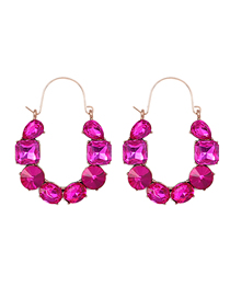 Fashion Purple Diamond-studded Geometric Earrings