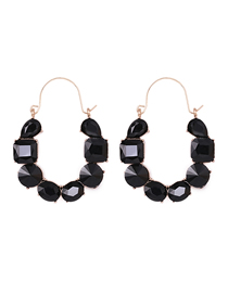 Fashion Black Diamond-studded Geometric Earrings