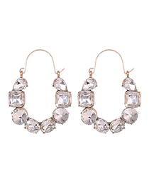 Fashion White Diamond-studded Geometric Earrings