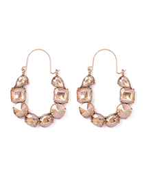 Fashion Champagne Diamond-studded Geometric Earrings