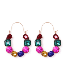 Fashion Color Diamond-studded Geometric Earrings