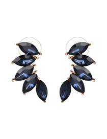Fashion Blue Alloy Diamond Wing Stud Earrings