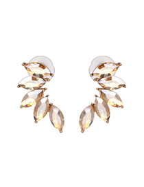 Fashion Champagne Alloy Diamond Wing Stud Earrings