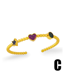 Fashion 3# Zircon Star Love Open Bracelet