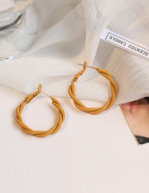 Fashion Yellow Metal Circle Twist Earrings