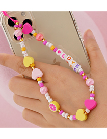 Fashion Color Acrylic Letter Love Rice Beads Mobile Phone Lanyard