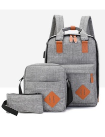 Fashion Gray Three-piece Large-capacity Backpack
