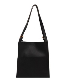 Fashion Black Large-capacity Leather Shoulder Bag