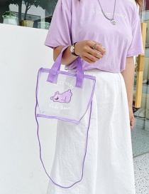 Fashion One Shoulder Purple Bear Letter Transparent Handbag
