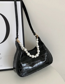 Fashion Black Crocodile Pearl Shoulder Bag