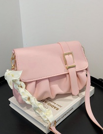 Fashion Pink Pleated Silk Scarf Crossbody Bag