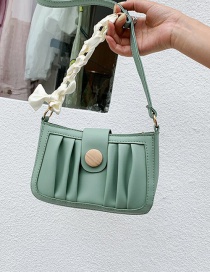 Fashion Green Silk Scarf Pleated Shoulder Messenger Bag