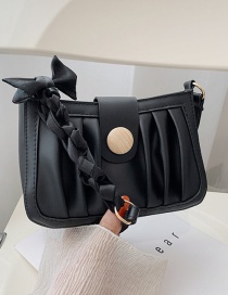 Fashion Black Silk Scarf Pleated Shoulder Messenger Bag