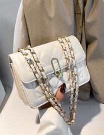 Fashion White Big Lingge Winding Chain Crossbody Shoulder Bag