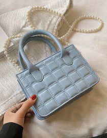 Fashion Blue Square Pearl Chain Handbag