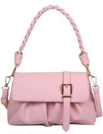 Fashion Pink Woven Pleated Crossbody Bag