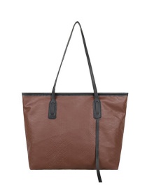 Fashion Dark Brown Geometric Large-capacity Handbag