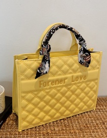 Fashion Yellow Large Capacity Handbag With Diamond Silk Scarf