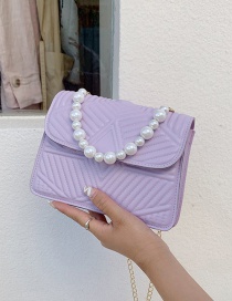 Fashion Purple Pearl Embroidery Thread Shoulder Messenger Bag