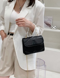 Fashion Black Pearl Embroidery Thread Shoulder Messenger Bag