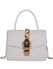 Fashion White Square Chain Buckle Crossbody Bag
