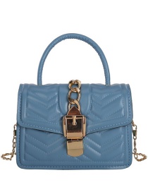 Fashion Blue Square Chain Buckle Crossbody Bag