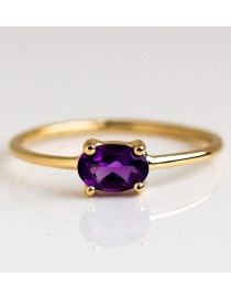 Fashion Purple Gold-plated Zircon Round Ring