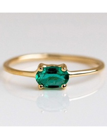 Fashion Green Gold-plated Zircon Round Ring
