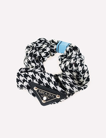 Fashion Large Houndstooth Letter Card Pleated Hair Tie