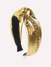 Fashion Gold Color Bright Leather Chain Wide-sided Twisted Headband