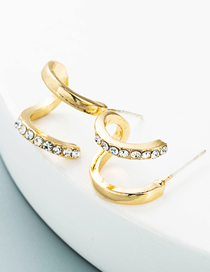 Fashion Gold Color Double Circle Zircon Ear Ring